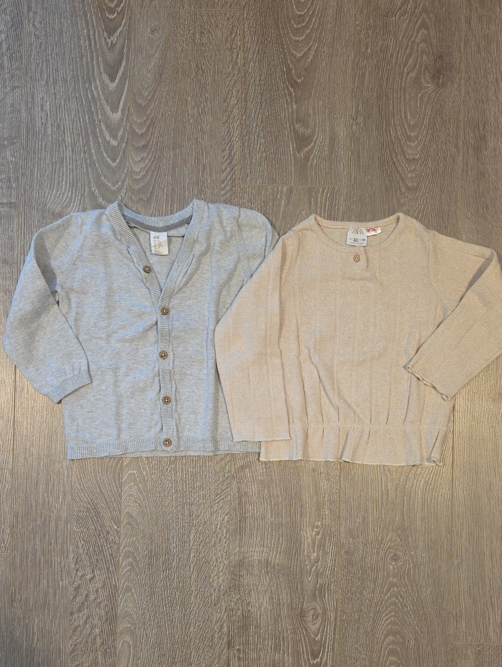 Zara Toddler Cream Knit Sweater And H&M Gray Cardigan